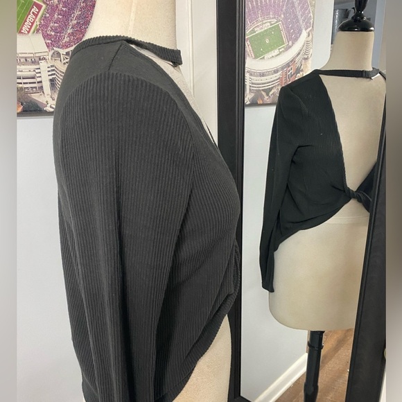 SPIRITUAL GANGSTER TWIST LS REVERSIBLE BALLET RIBBED TOP SZ SMALL BLACK - Picture 11 of 12